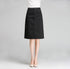 Polyester Elastic High Waisted Pencil Skirt Stretch Bodycon Below Knee Skirt